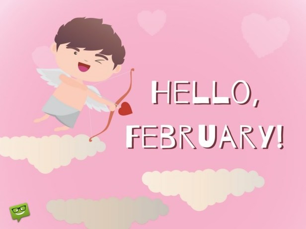 Hello-February-on-image-with-cute-cupid-and-love-arrows